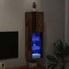 Image de Meuble TV avec lumières LED vieux bois 30,5x30x102 cm