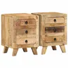 Image de Table de chevet 2 pcs 37x32x50 cm bois massif de manguier brut