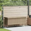 Image de Boîte rangement jardin roues beige 160x55x75 cm résine tressée
