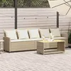 Image de vidaXL Canapé de jardin avec coussins 5 places beige résine tressée, canapé d'extérieur, canapé de jardin 5 places, canapé 4104115