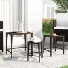 Image de vidaXL Tables gigognes de jardin 3 pcs marron résine tressée, table d'extérieur, table de terrasse, meuble de terrasse, 3324830