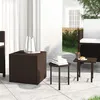 Image de vidaXL Tables d'appoint de jardin 3 pcs marron résine tressée, table d'extérieur, table de terrasse, meuble de terrasse, 3324832