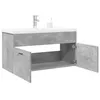 Image de Armoire lavabo de salle de bain avec bassin intégré gris béton