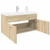 Image de Armoire lavabo de salle de bain et bassin intégré chêne sonoma