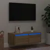 Image de vidaXL Meuble TV avec lumières LED chêne sonoma 75x35,5x25 cm, meuble hifi, centre de divertissement, armoire TV, meuble 860231