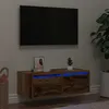 Image de Meuble TV avec lumières LED vieux bois 75x35,5x25 cm