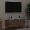 Image de Meuble TV avec lumières LED chêne artisanal 75x35,5x25 cm