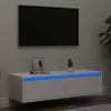 Image de vidaXL Meuble TV avec lumières LED blanc 100X35,5x25 cm, meuble hifi, centre de divertissement, armoire TV, meuble 860238