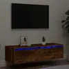 Image de Meuble TV avec lumières LED chêne fumé 100X35,5x25 cm