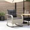 Image de Chaise à bascule de jardin avec coussins gris clair poly rotin