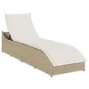 Image de Chaise longue pliante coussin et rangement beige résine tressée