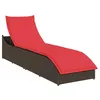 Image de Chaise longue pliante coussin rangement marron résine tressée