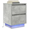 Image de VidaXL Table de chevet avec lumières LED gris béton 38x34x50 cm, table de nuit, table de lit, table d'appoint, armoire de 861289