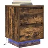 Image de Table de chevet avec lumières LED chêne fumé 38x34x50 cm