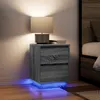 Image de Tables de chevet avec lumières LED 2pcs sonoma gris 38x34x50 cm