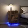 Image de Table de chevet avec lumières LED chêne fumé 38x34x65 cm
