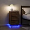 Image de Table de chevet avec lumières LED chêne marron 38x34x65 cm