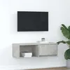 Image de vidaXL Meuble TV gris béton 80x31x25,5 cm bois d'ingénierie, banc TV, meuble hifi, centre de divertissement, buffet TV, 861460