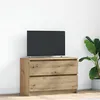 Image de Meuble TV chêne artisanal 80x35x54 cm bois d ingénierie