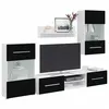 Image de vidaXL Meubles TV avec lumière LED 5 pcs noir mat bois d'ingénierie, meuble TV, meuble de rangement multimédia, meuble de 3324230