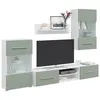 Image de vidaXL Meubles TV avec lumière LED 5 pcs vert olive bois d'ingénierie, meuble TV, meuble de rangement multimédia, meuble de 3324232