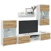 Image de vidaXL Meubles TV et lumière LED 5 pcs chêne artisanal bois ingénierie, meuble TV, meuble de rangement multimédia, meuble de 3324234