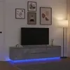 Image de vidaXL Meuble TV avec lumières LED gris béton 193,5x41x50 cm, support TV, meuble télé, meuble multimédia, banc TV, meuble 3328438