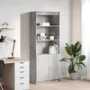 Image de Buffet haut gris béton 70x35x180 cm bois d ingénierie