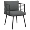 Image de Chaise de jardin avec coussins noir résine tressée