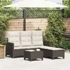 Image de Salon de jardin - Lot de 3 pieces - Resine tressee Marron - 2 personnes - 1 table fixe 1 canape