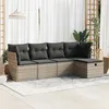 Image de Salon de jardin modulable vidaxl resine tressee 5 pieces gris 55 x 53 x 55 cm 2 personnes