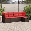 Image de vidaXL Salon de jardin avec coussins 5 pcs marron résine tressée 3325270