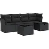 Image de Salon de jardin modulable Vidaxl resine tressee 6 pieces noir 55.0 x 55 x 37 cm 5 personnes