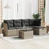Image de Salon de jardin modulable vidaxl resine tressee gris 6 pieces 55 x 55 x 37 cm 5 personnes