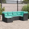 Image de Salon de jardin GENERIQUE - 6 pièces - 1 table 1 canapé - Rotin noir - 55 x 53 x 55 cm