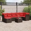Image de vidaXL Salon de jardin 8 pcs avec coussins marron résine tressée 3325320