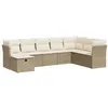 Image de vidaXL Salon de jardin avec coussins 8 pcs beige résine tressée, ensemble de canapés d'extérieur, ensemble de canapé d'angle 3325334