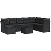 Image de Salon de jardin vidaXL 9 pcs avec coussins noir résine tressée 3325341