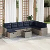Image de vidaXL Salon de jardin 9 pcs avec coussins gris résine tressée 3325447