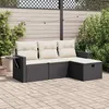 Image de Salon de jardin modulable Vidaxl resine tressee noir 4 pieces x 62 x 69