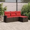 Image de vidaXL Salon de jardin 4 pcs avec coussins marron résine tressée 3325460