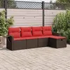 Image de vidaXL Salon de jardin avec coussins 5 pcs marron résine tressée 3325470