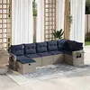 Image de vidaXL Salon de jardin avec coussins 7 pcs gris résine tressée 3325507
