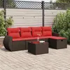 Image de vidaXL Salon de jardin avec coussins 6 pcs marron résine tressée 3325580