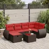 Image de vidaXL Salon de jardin avec coussins 7 pcs marron résine tressée 3325600