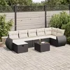 Image de Salon de jardin modulable vidaxl noir bois massif 7 personnes 62 x 71 x 69 cm 8 pieces
