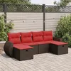 Image de vidaXL Salon de jardin avec coussins 6 pcs marron résine tressée 3325630