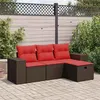 Image de vidaXL Salon de jardin 4 pcs avec coussins marron résine tressée 3325660