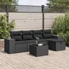 Image de vidaXL Salon de jardin 6 pcs avec coussins noir résine tressée 3325671