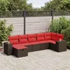 Image de vidaXL Salon de jardin avec coussins 7 pcs marron résine tressée 3325710
